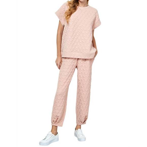 NEW SEE AND BE SEEN quilted jogger in blush - Picture 2 of 3